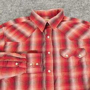 Larry Mahan Cowboy Collection Western Shirt Mens Medium Red Plaid Snap Button